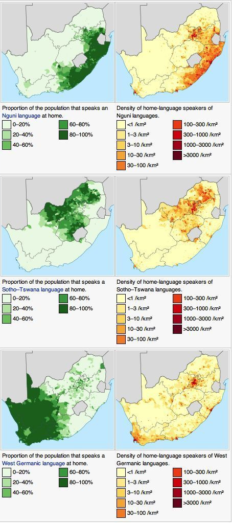 South Africa linguistic distribution